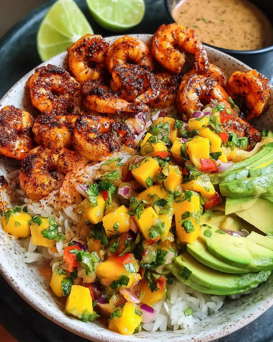 30-Minute Mediterranean Shrimp and Avocado Bowls with Mango Salsa step 2