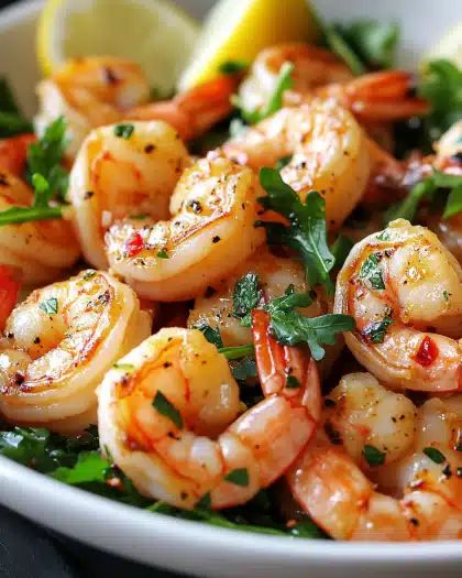 20-Minute Garlic Butter Shrimp with Fresh Parsley and Arugula step 3