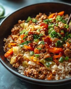25-Minute Healthy Stir-Fry with Ground Meat and Brown Rice 1