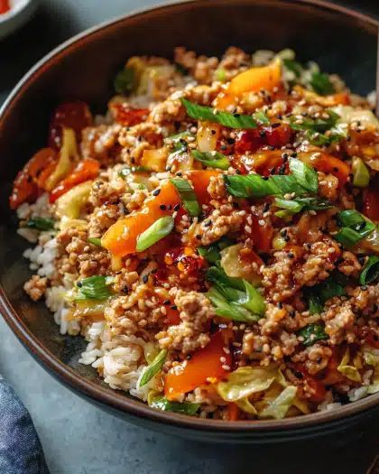 25-Minute Healthy Stir-Fry with Ground Meat and Brown Rice step 3