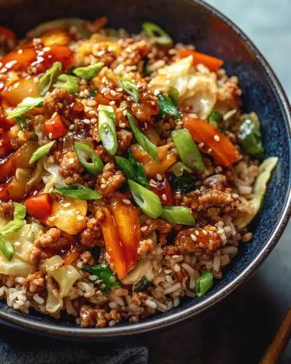 25-Minute Healthy Stir-Fry with Ground Meat and Brown Rice step 4