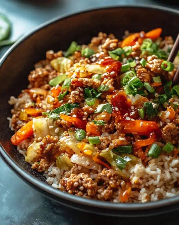 25-Minute Healthy Stir-Fry with Ground Meat and Brown Rice step 5