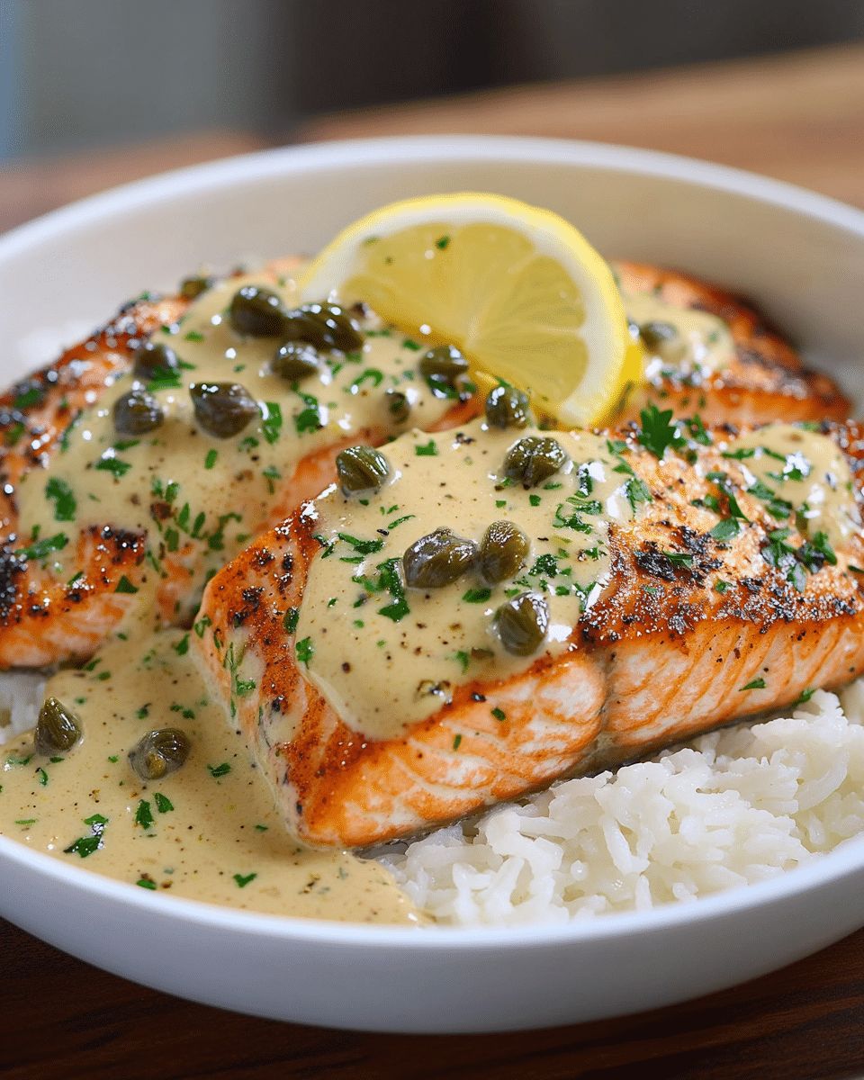 30-Minute Creamy Garlic Salmon with Caper Sauce | Cook with Feast step 2