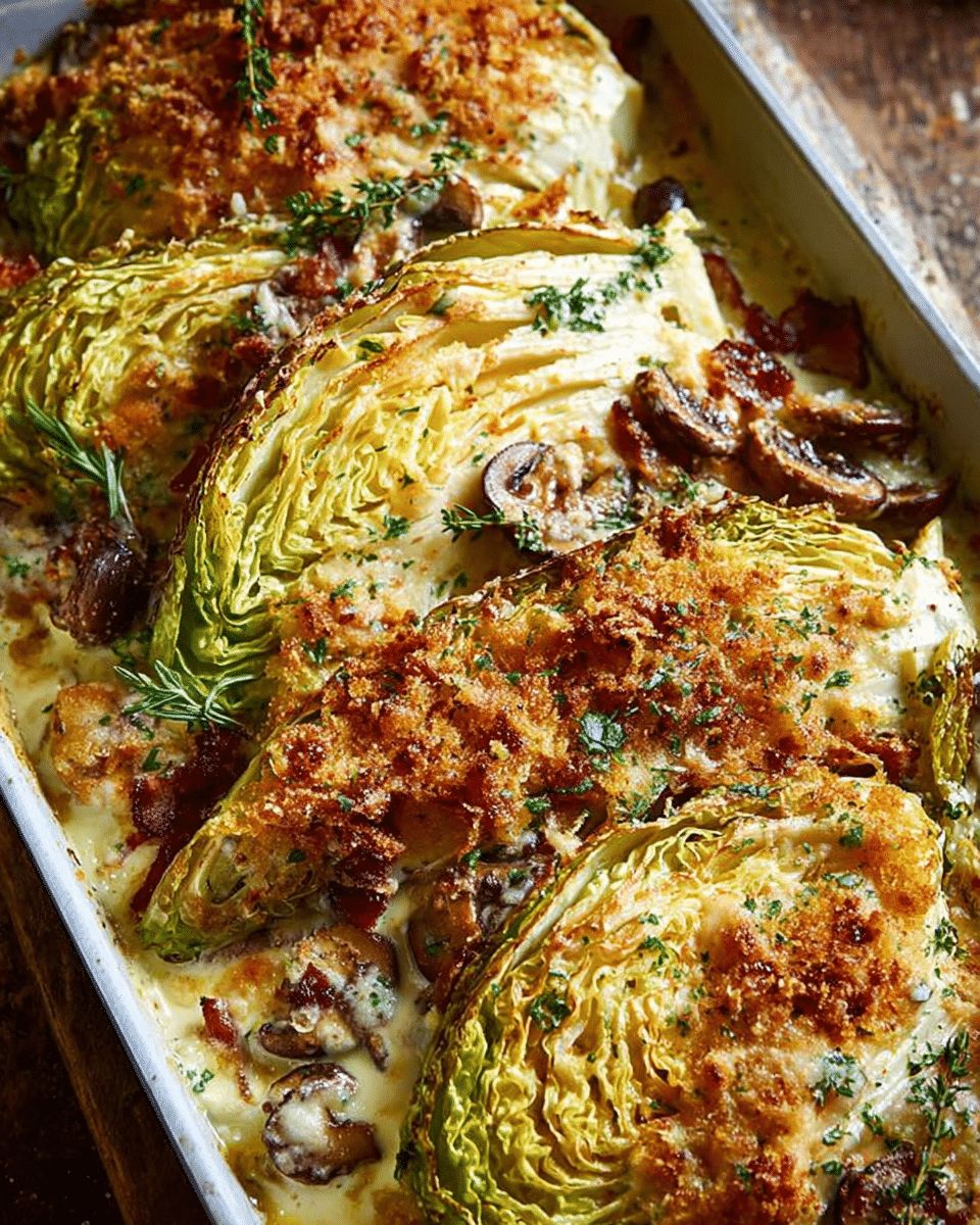 Bacon Mushroom Cabbage Bake: The Ultimate Creamy Comfort Food | CookWithFeast step 1
