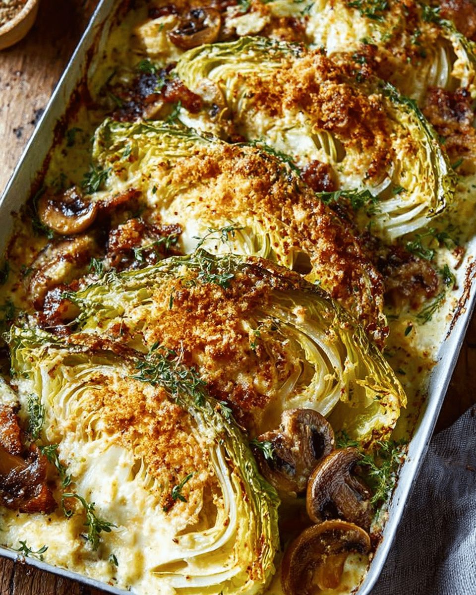 Bacon Mushroom Cabbage Bake: The Ultimate Creamy Comfort Food | CookWithFeast step 2