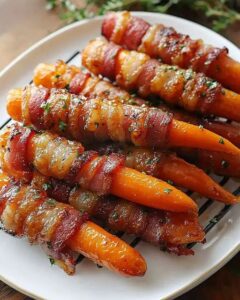 Bacon-Wrapped Carrots with Maple Glaze | CookWithFeast photo 1