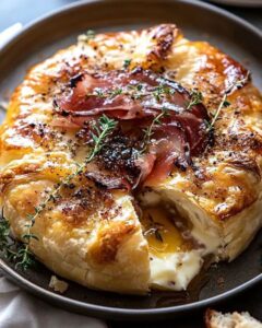 Baked Brie in Puff Pastry with Honey, Fig, and Prosciutto | CookWithFeast photo 1