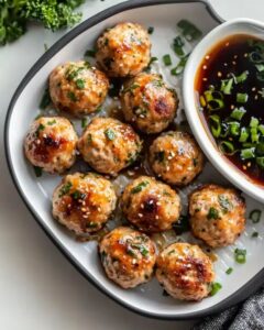 Baked Chicken Meatballs with Sweet and Spicy Sauce | CookWithFeast photo 1