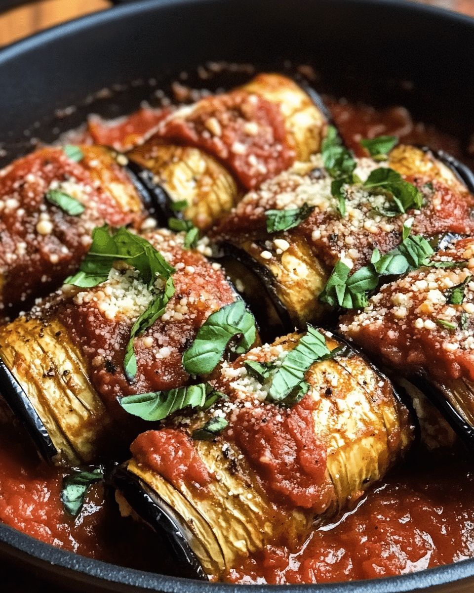 Baked Eggplant Roll-Ups with Ricotta and Tomato Sauce | CookWithFeast step 1