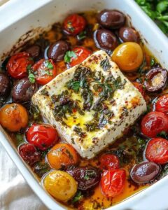 Baked Feta with Tomatoes and Olives Recipe | CookWithFeast photo 1