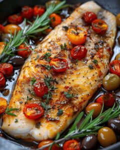 Baked Fish with Cherry Tomatoes and Olives | Easy Mediterranean Dinner | CookWithFeast photo 1