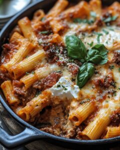 Baked Ziti with Sausage, Pancetta, and Burrata | CookWithFeast photo 1