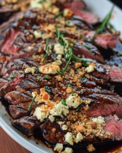 Balsamic Marinated Flank Steak with Blue Cheese Crust | CookWithFeast photo 1