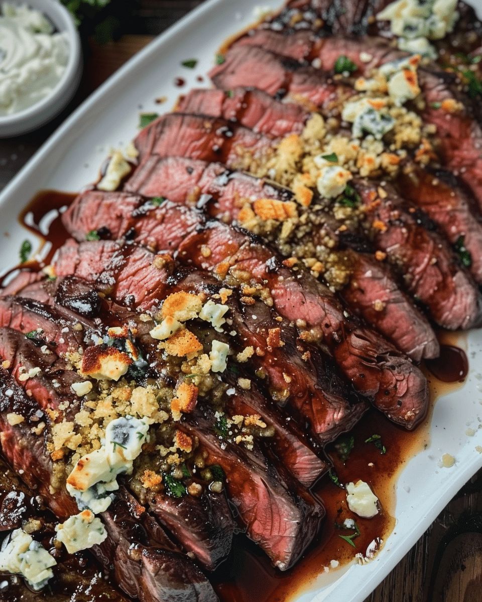 Balsamic Marinated Flank Steak with Blue Cheese Crust | CookWithFeast step 3
