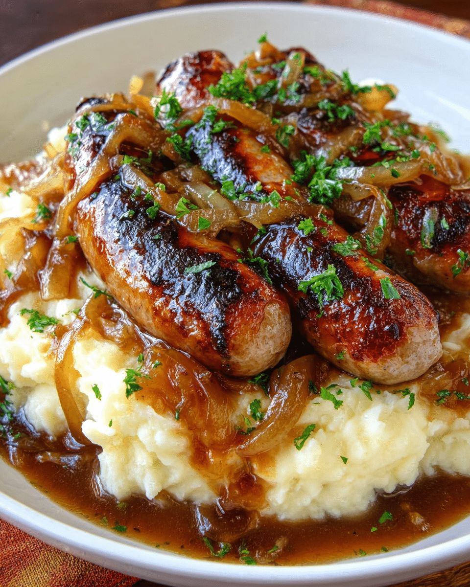 Bangers and Mash with Onion Gravy Recipe | CookWithFeast step 2