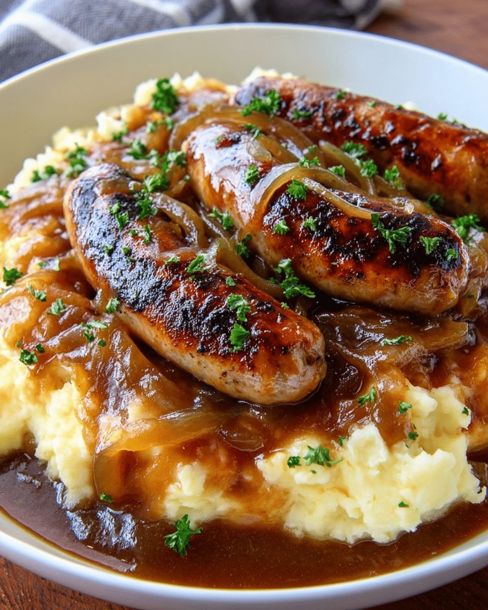 Bangers and Mash with Onion Gravy Recipe | CookWithFeast step 3