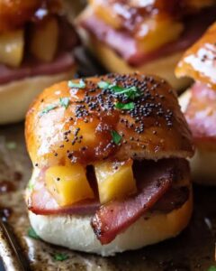 BBQ Ham and Swiss Sliders with Caramelized Pineapple-Onion Topping | CookWithFeast photo 1