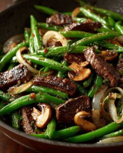 Black Pepper Beef Stir-Fry with Mushrooms & Green Beans | CookWithFeast photo 1