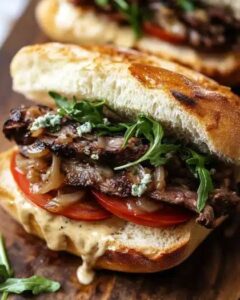 Blue Cheese Steak Sandwich with Caramelized Onions | CookWithFeast photo 1