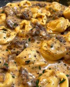 Cheesesteak Tortellini in Creamy Provolone Sauce: The Ultimate Comfort Fusion 1