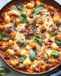 Cheesy Baked Gnocchi with Ground Beef and Spinach (One-Pan Comfort) 1