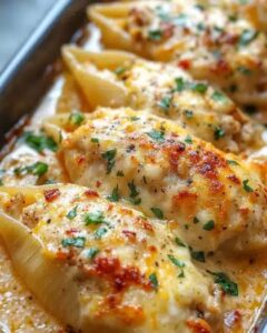Cheesy Chicken Stuffed Shells with Creamy Garlic Sauce Recipe 1