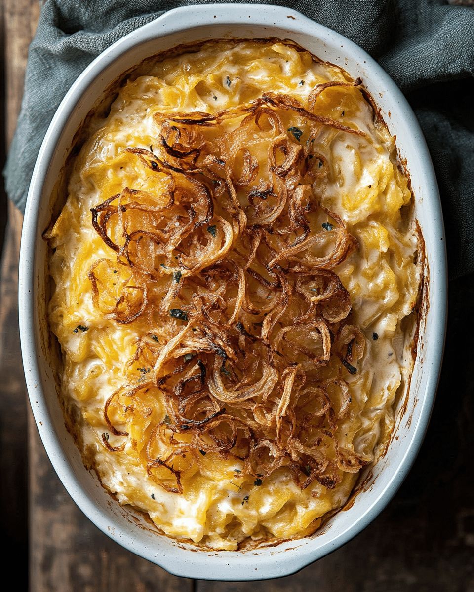 Cheesy Potato Casserole with Crispy Fried Onions: The Ultimate Comfort Food Recipe step 4