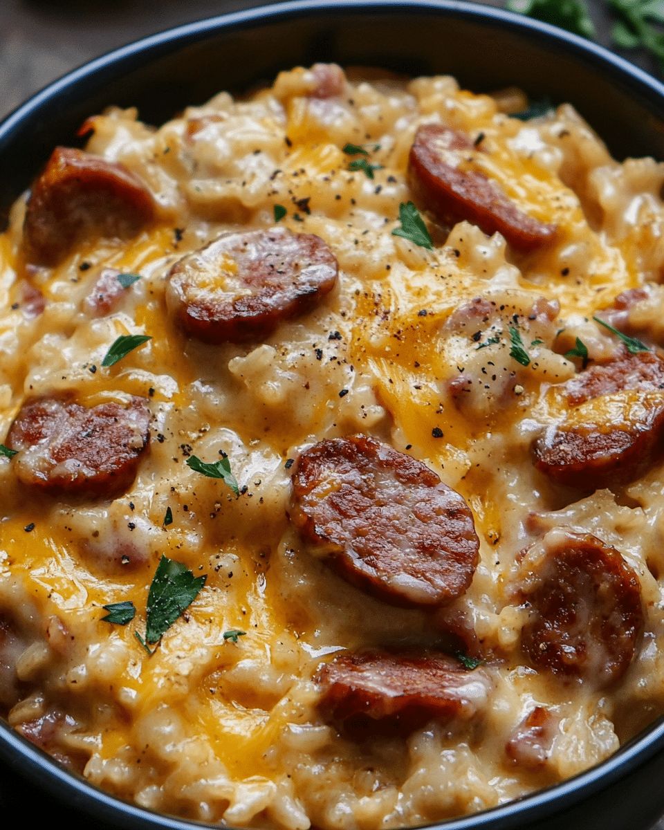 Cheesy Smoked Sausage and Rice Casserole: The Ultimate One-Pan Comfort Meal step 1