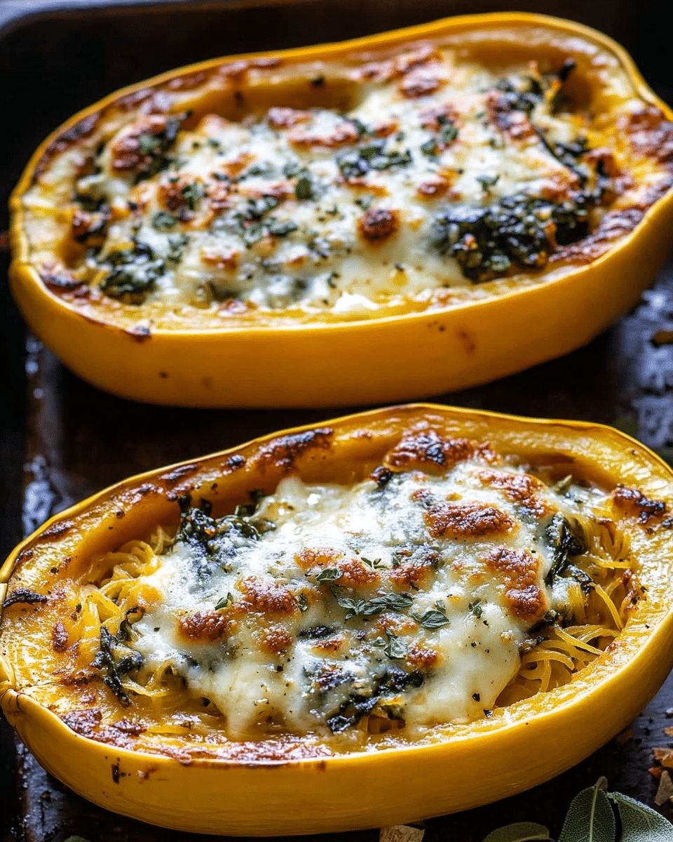 Cheesy Spinach Stuffed Spaghetti Squash with Garlic Sage Butter | Cook with Feast step 9