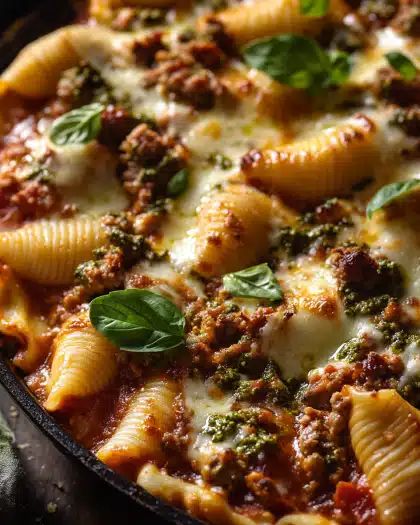 Cheesy Stuffed Jumbo Shells with Spicy Sausage and Pesto: The Ultimate Comfort Food step 2