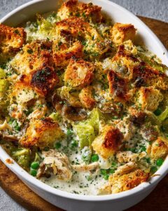 Chicken and Mackerel Leek Bake with Crispy Ciabatta Topping 1