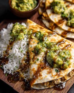Chicken, Pepper & Avocado Quesadillas with Fresh Cilantro Salsa 1