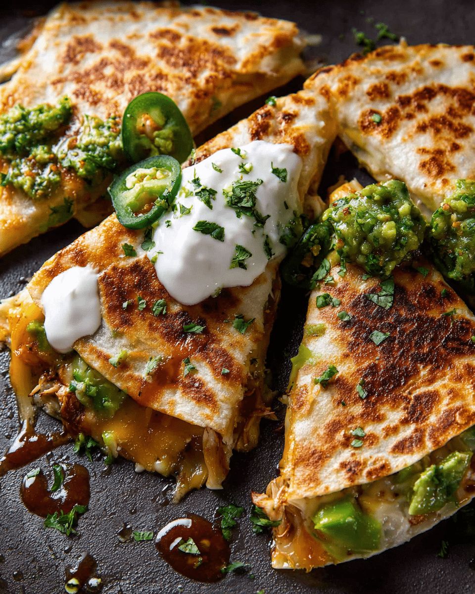 Chicken, Pepper & Avocado Quesadillas with Fresh Cilantro Salsa step 3