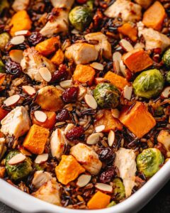 Chicken, Sweet Potato, and Brussels Sprouts Wild Rice Bake: The Ultimate One-Pan Meal 1