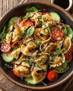 Chilled Dumpling Salad with Basil and Balsamic Dressing – The Ultimate Summer Fusion 1