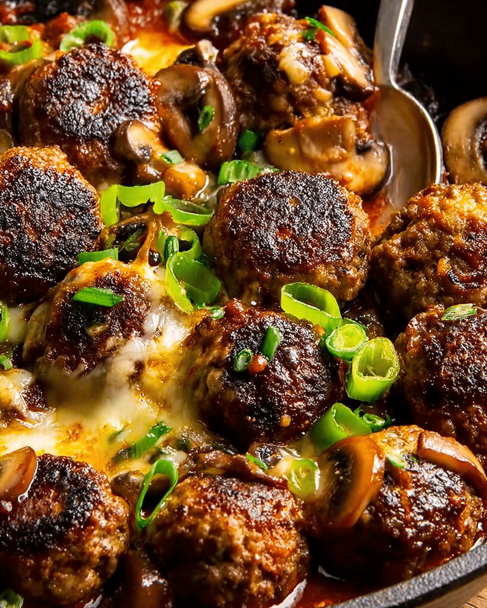 Cowboy Cheesy Green Chile Meatballs with Mushrooms: The Ultimate Skillet Comfort Food step 1