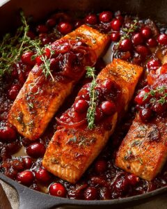 Cranberry Orange Salmon with Caramelized Onions & Almonds — A Seasonal Showstopper 1