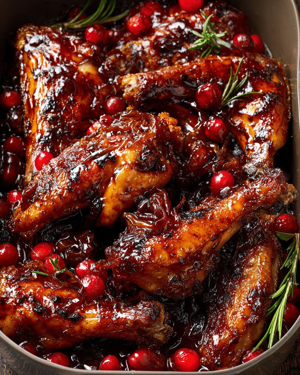 Cranberry–Pomegranate Turkey Wings with Caramelized Onions & Orange Marmalade Glaze step 4