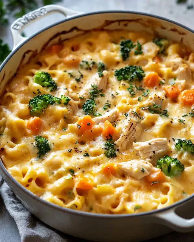 Creamy Baked Chicken Broccoli Pasta Casserole | CookWithFeast step 1