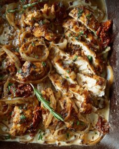 Creamy Balsamic Chicken with Roasted Onions and Sun-Dried Tomatoes 1
