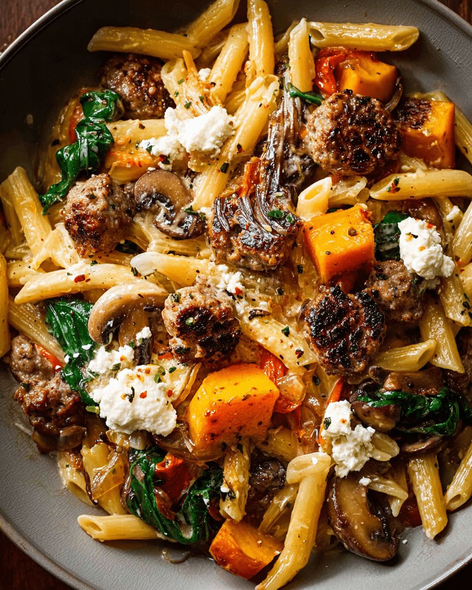 Creamy Butternut Squash Pasta with Mushrooms & Swiss Chard step 4