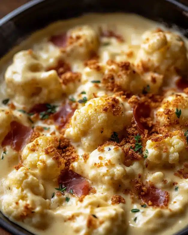 Creamy Cheesy Cauliflower with Crispy Prosciutto & Herb Breadcrumbs step 3
