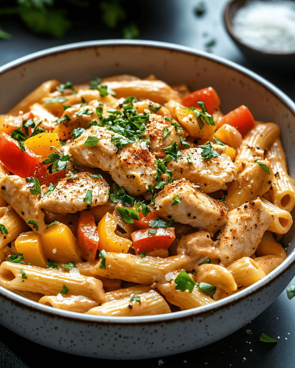 Creamy Chicken and Bell Pepper Pasta with Cashew Sauce (Dairy-Free) step 2