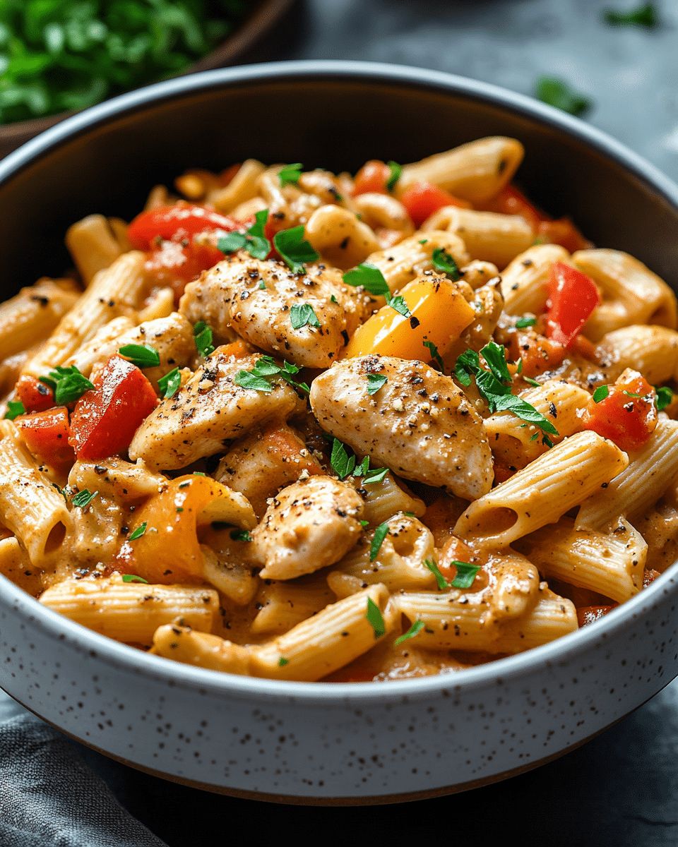 Creamy Chicken and Bell Pepper Pasta with Cashew Sauce (Dairy-Free) step 3