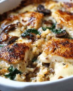 Creamy Chicken and Mushroom Rice Casserole with Caramelized Onions 1