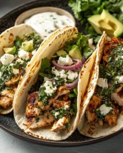 Creamy Chimichurri Chicken Tacos with Feta and Avocado 1