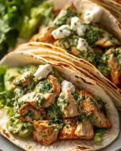 Creamy Chimichurri Chicken Tacos with Fresh Avocado and Feta 1