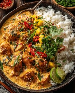 Creamy Coconut Curry Chicken with Fresh Mango Salsa 1