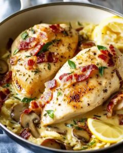 Creamy Garlic Chicken with Bacon and Mushrooms: The Ultimate One-Pan Comfort Food 1