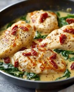 Creamy Garlic Chicken with Spinach and Sun-Dried Tomatoes (25-Minute Meal) 1
